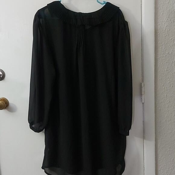 BooHoo Black Bow Sheer Dress  Poet Shirt 12  Classic Coquette Girl Minimalist - Picture 2 of 8